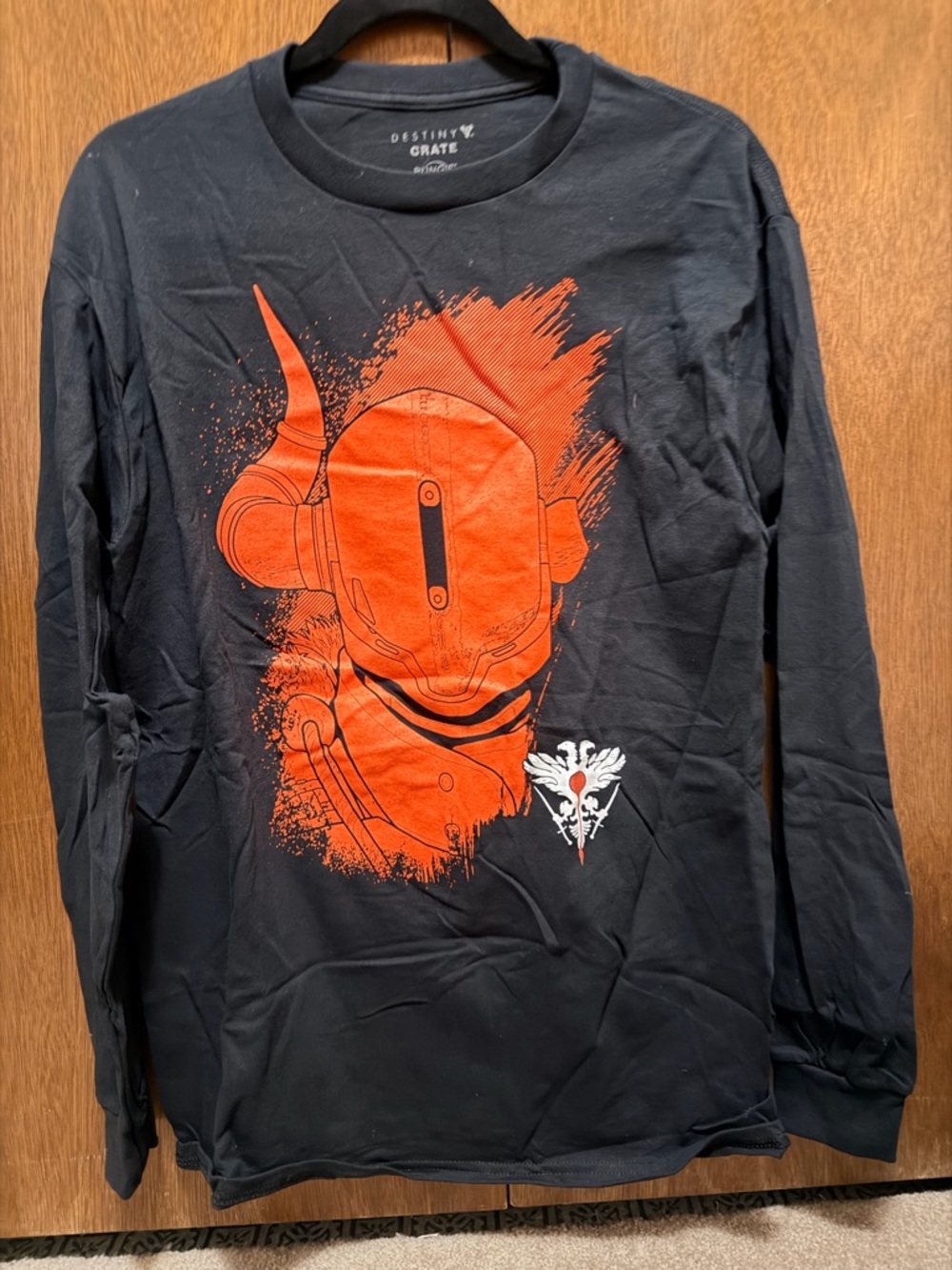 Destiny Crate Men's Black Long-Sleeve Tee with Orange Graphic